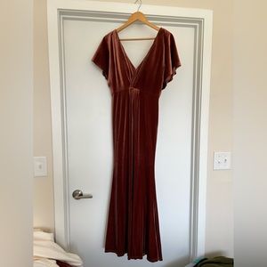 Revelry velvet terracotta bridesmaid dress